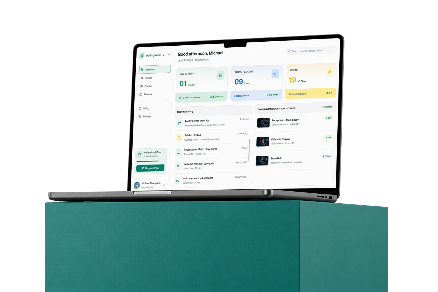 Venubee dashboard shown on a laptop